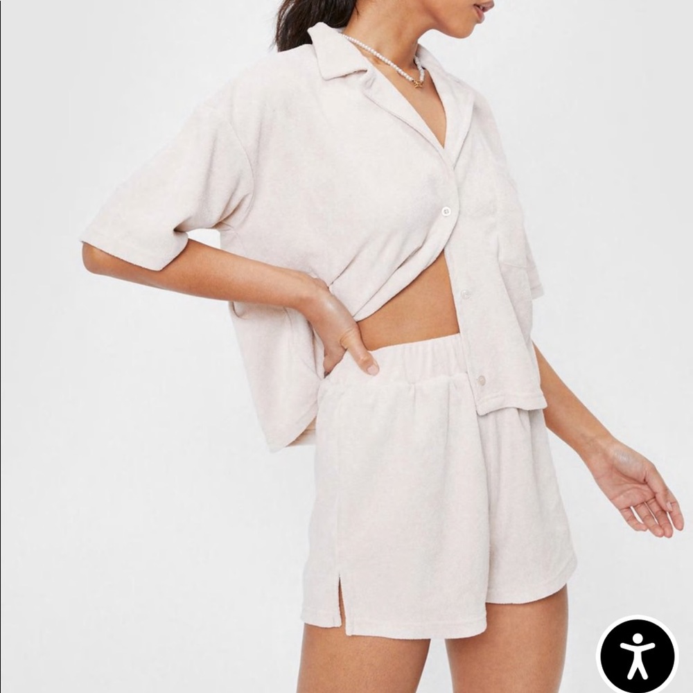 Towel Material Short Top and Scrunchie Set